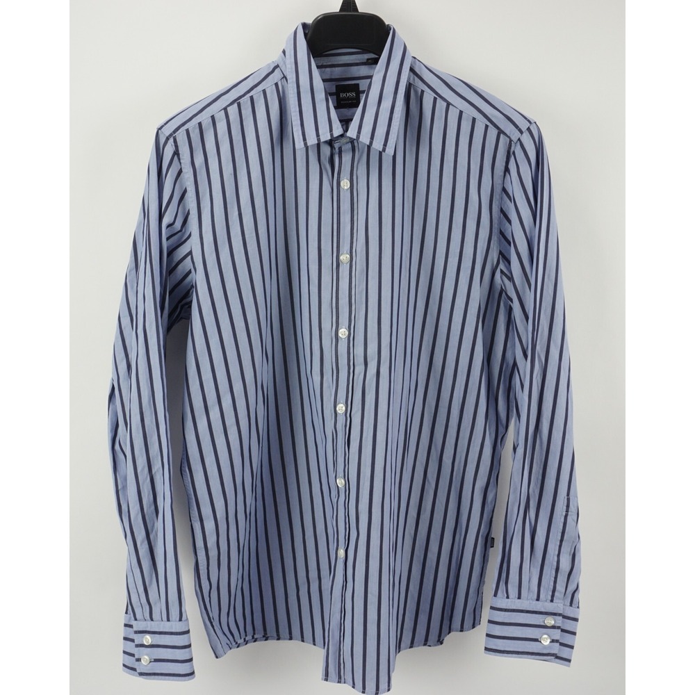 Hugo Boss Lucas Men's XL Long Sleeve Blue Striped Lightweight Button Up‎ Shirt